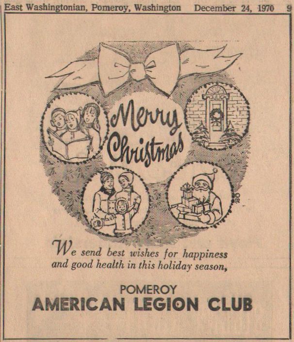 American Legion advertisement, December 1970, Pomeroy WA