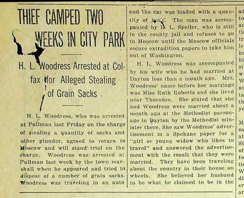 illustration for article on thief who spent time in Pomeroy's park, East Washingtonian, September, 1919 