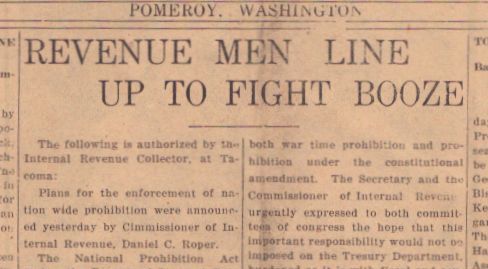 illustration for Front Page article on IRS starting to fight for prohibition, East Washingtonian, May, 1919 