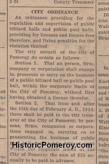 illustration for City regulates billiard parlors from East Washingtonian, February, 1924