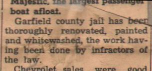 article from a 1957 Down Memory Lane column on painting the jail in 1932 