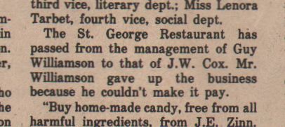 Newspaper clipping about St George Restaurant