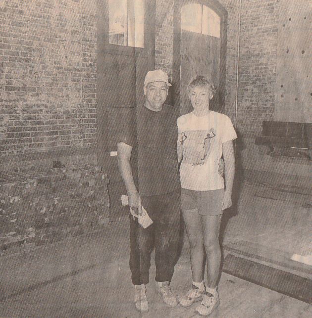 Mark and Tracy Linebarger standing in the main floor of the Revere Hotel, Pomeroy, sometime in 1995.
