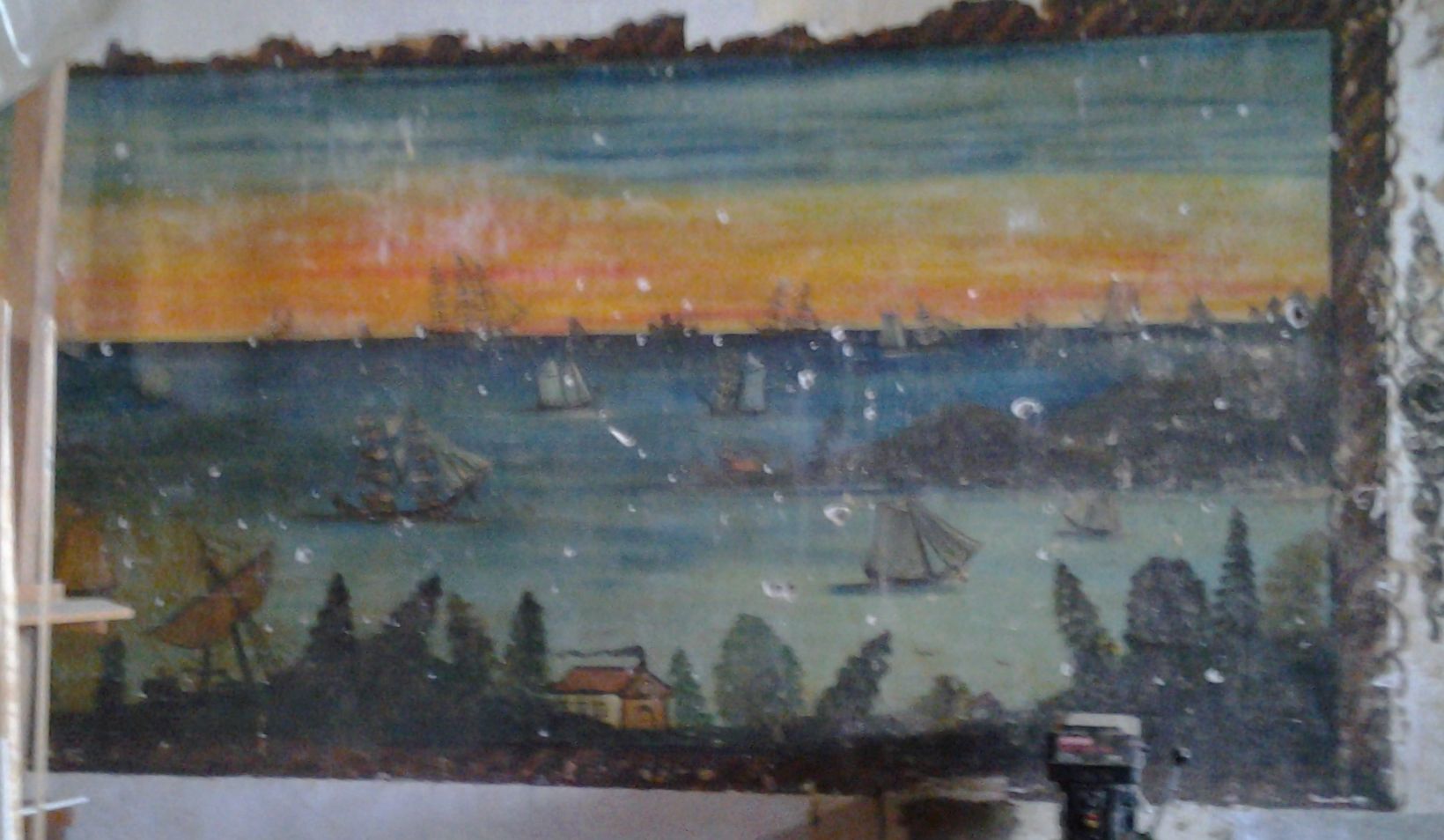 A photograph of the fresco painted on the wall of the Hotel Revere brick addition, Pomeroy, Washington