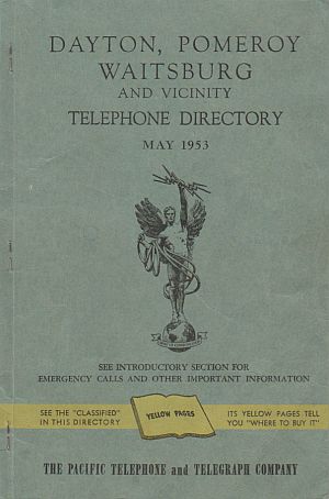 Pomeroy area Phone Book cover, 1953