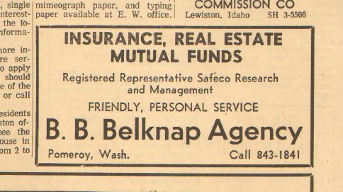 Belknap Insurance advertisement, 1969