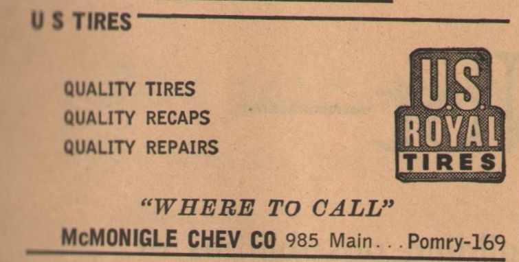 McMonigle Chevrolet Yellow Pages ad from 1953