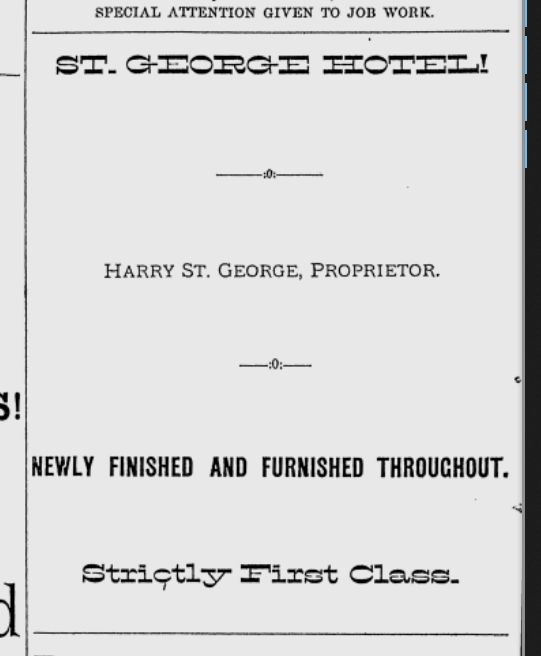 An advertisement for the St. George hotel, Mar. 4, 1882, Pomeroy, Washington Territory, 