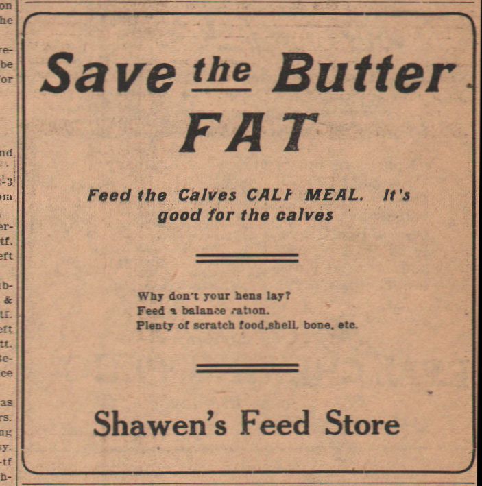  ad from Shawen's Feed, Pomeroy WA, 1919