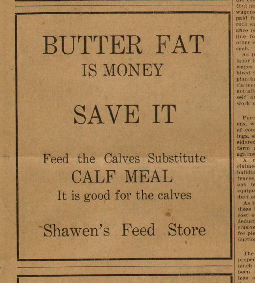  ad from Shawen's Feed, Pomeroy WA, 1919