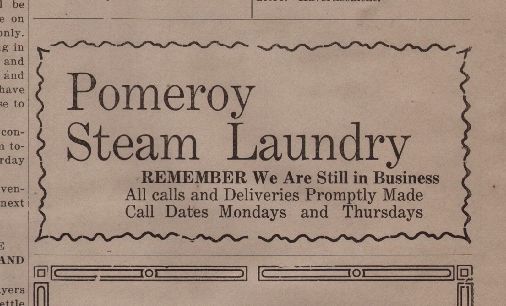 Pomeroy Steam laundry advertisement from 1914