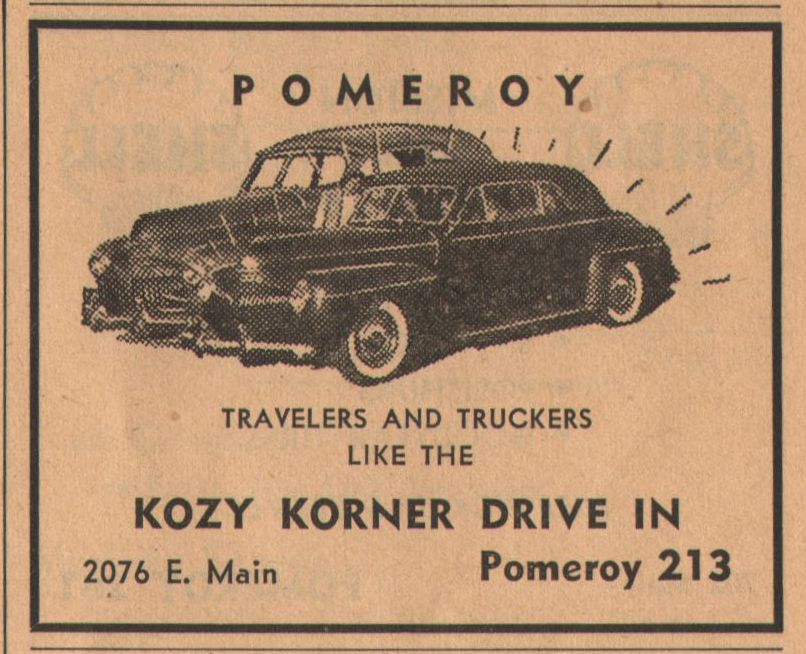  Kozy Korner advertisement, 1953 Phone Book
