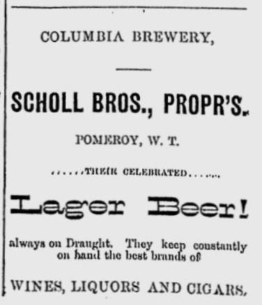 Columbia Brewing, Pomeroy WA, advertisement, 1882