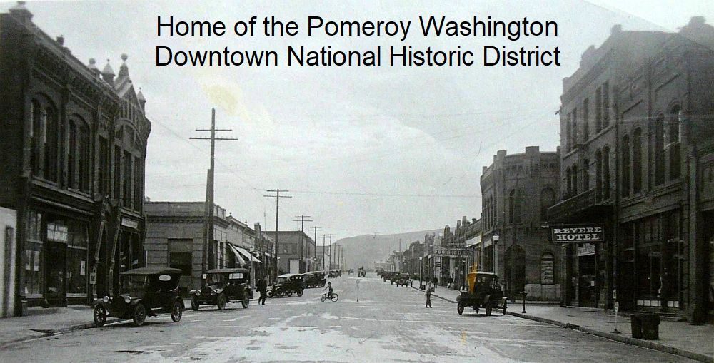 Pomeroy Wash. Street Scene, early 20th Century. Looking east from approximately 2nd and Main streets